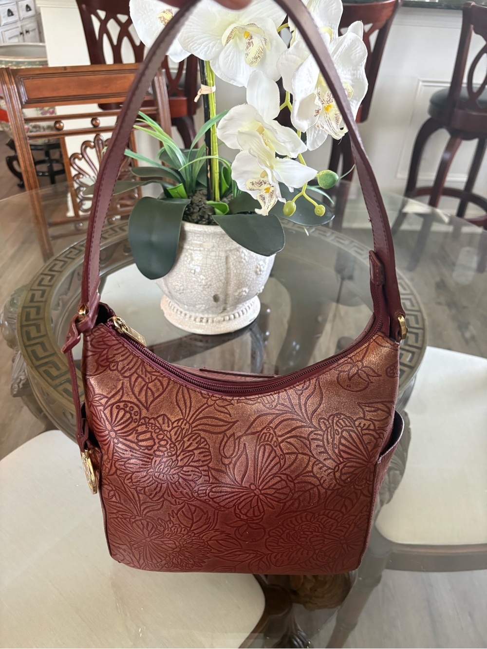🤍🤍ANUSCHKA CLASSIC HAND PAINTED LEATHER HOBO SHOULDER BAG! 🤍🤍